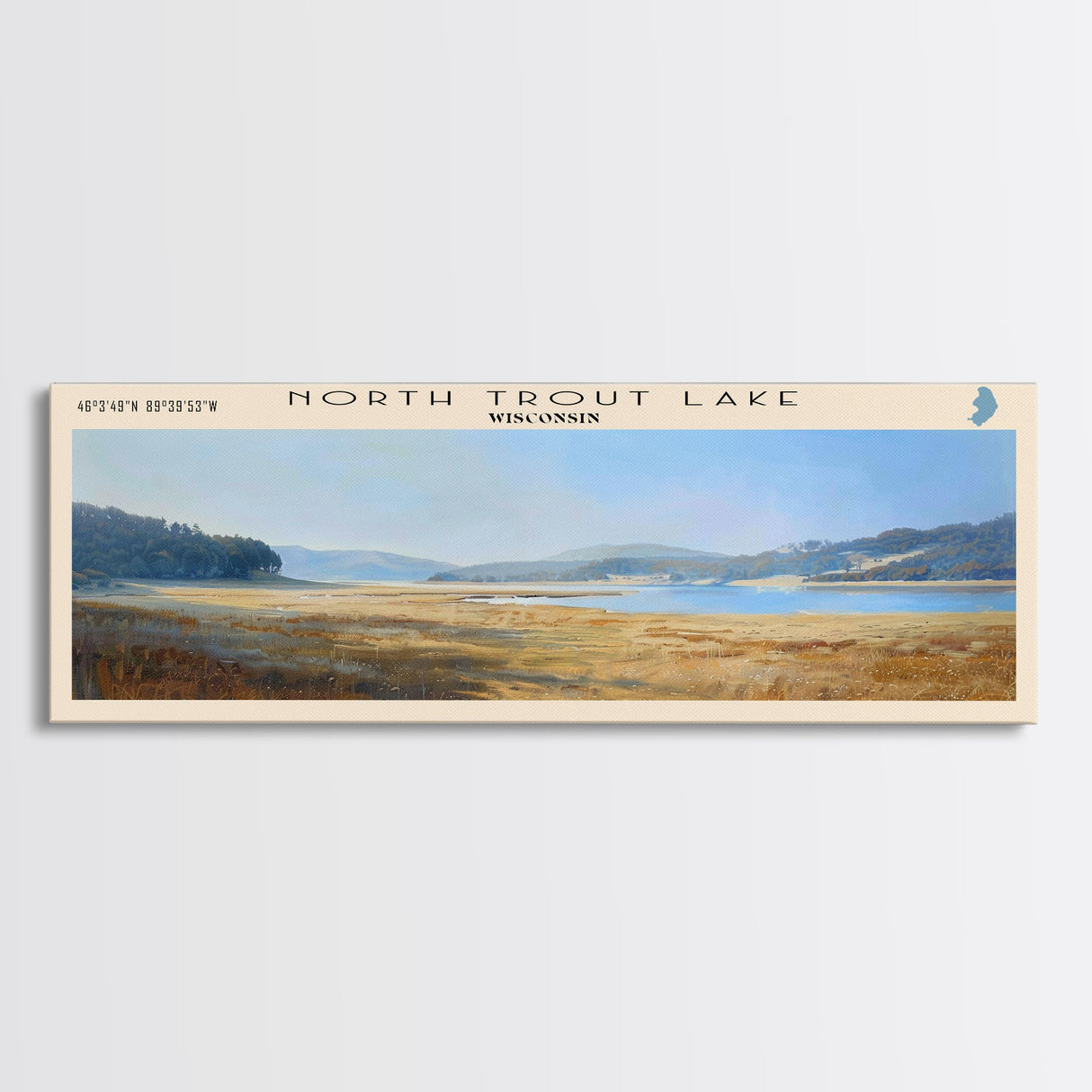 North Trout Lake Utah Framed Canvas Print, Lake House Decor, Panoramic Wall Art, Travel Poster, Landscape Painting, Bedroom Decor