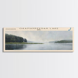 Okamanpeedan Lake Tuttle Lake Iowa Framed Canvas Print, Lake House Decor, Panoramic Wall Art, Travel Poster, Scenic Landscape Painting, Contemporary Art