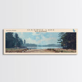 Ossipee Lake New Hampshire Framed Canvas Print, Lake House Decor, Panoramic Wall Art, Travel Poster, Scenic Landscape Painting, Contemporary Art