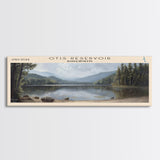 Otis Reservoir Massachusetts Framed Canvas Print, Lake House Decor, Panoramic Wall Art, Travel Poster, Landscape Painting, Bedroom Decor