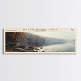 Peter Pond Lake Framed Canvas Print, Lake House Decor, Panoramic Wall Art, Travel Poster, Scenic Landscape Painting, Contemporary Art