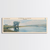 Pibel Lake Nebraska Framed Canvas Print, Lake House Decor, Panoramic Wall Art, Travel Poster, Beautiful Landscape Painting, Modern Art