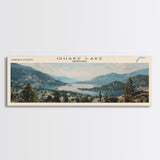 Quake Lake Montana Framed Canvas Print, Lake House Decor, Panoramic Wall Art, Travel Poster, Beautiful Landscape Painting, Bedroom Decor