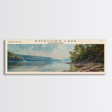 Raystown Lake Pennsylvania Framed Canvas Print, Lake House Decor, Wall Art, Panoramic Travel Poster, Scenic Landscape Painting, Modern Art