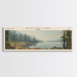 Redfish Lake Idaho Framed Canvas Print, Lake House Decor, Panoramic Wall Art, Travel Poster, Beautiful Landscape Painting, Living Room Decor