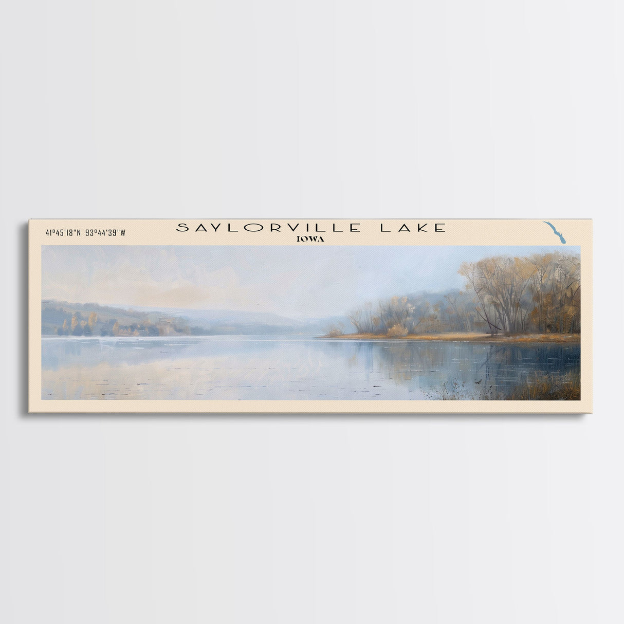 Sleepy Creek Lake West Virginia Panoramic Framed Canvas Print, Lake House Decor, Wall Art, Travel Poster, Serene Lake Painting, Living Room Decor