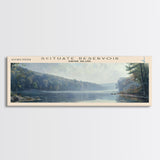 Smallwood Michikamau Lake Panoramic Framed Canvas Print, Lake House Decor, Wall Art, Travel Poster, Scenic Landscape, Bedroom Decor