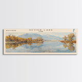 South Henik Lake Panoramic Framed Canvas Print, Lake House Decor, Wall Art, Travel Poster, Scenic Lake Painting, Living Room Decor