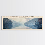 Shenango River Lake Pennsylvania Panoramic Framed Canvas Print, Lake House Decor, Wall Art, Travel Poster, Beautiful Lake Scene, Bedroom Decor