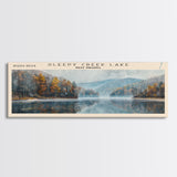 Sleepy Creek Lake West Virginia Panoramic Framed Canvas Print, Lake House Decor, Wall Art, Travel Poster, Serene Lake Painting, Living Room Decor