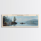 Smallwood Michikamau Lake Panoramic Framed Canvas Print, Lake House Decor, Wall Art, Travel Poster, Scenic Landscape, Bedroom Decor