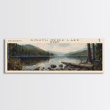 South Henik Lake Panoramic Framed Canvas Print, Lake House Decor, Wall Art, Travel Poster, Scenic Lake Painting, Living Room Decor