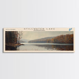 Stillwater Lake Pennsylvania Panoramic Framed Canvas Print, Lake House Decor, Wall Art, Travel Poster, Serene Lake Painting, Living Room Decor