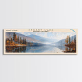 Stuart Lake Panoramic Wall Art, Framed Canvas Print, Lake House Decor, Travel Poster, Scenic Landscape Painting, Living Room Decor