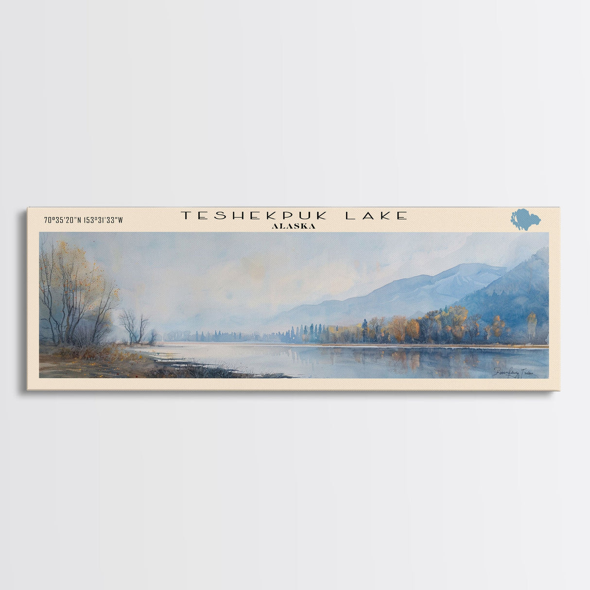 Teshekpuk Lake Panoramic Wall Art, Framed Canvas Print, Lake House Decor, Travel Poster, Scenic Lake Scene, Bedroom Decor, Home Art