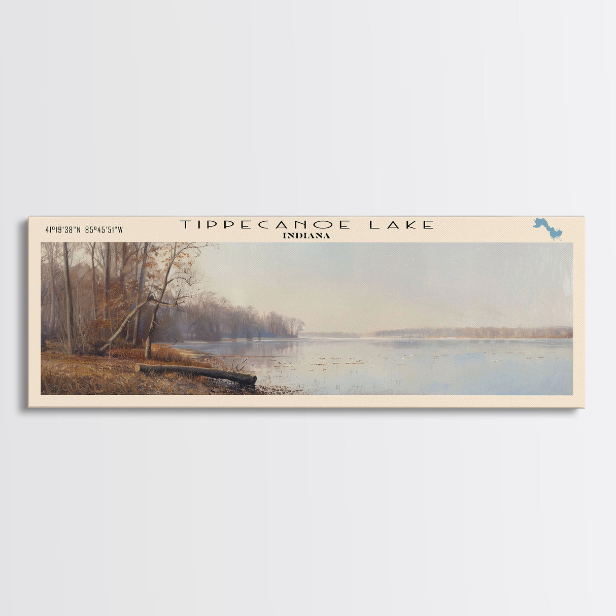 Turkey Creek Lake Ohio Panoramic Wall Art, Framed Canvas Print, Lake House Decor, Travel Poster, Serene Landscape, Living Room Art