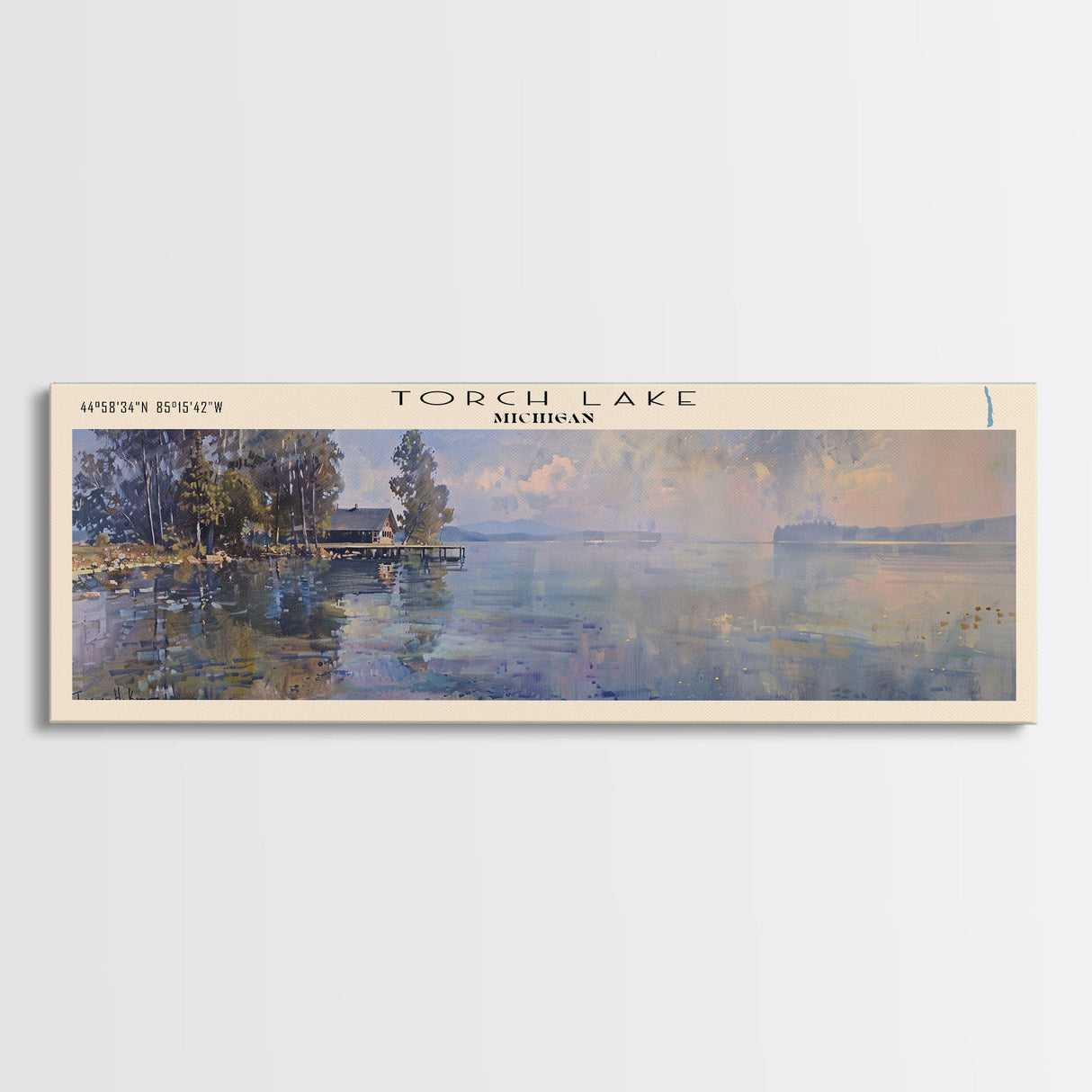 Twin Lakes Panoramic Wall Art, Framed Canvas Print, Lake House Decor, Travel Poster, Scenic Lake Scene, Living Room Art