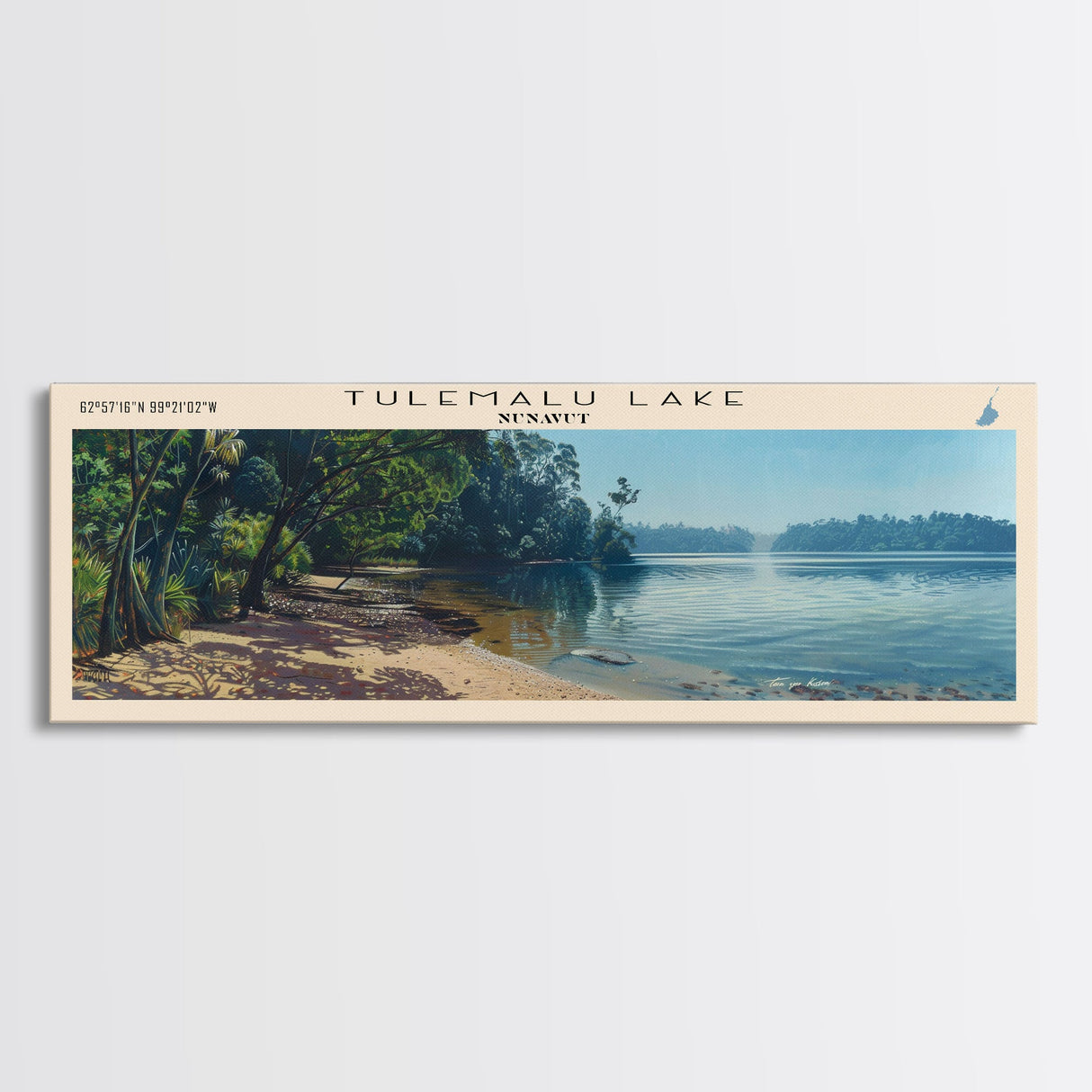 Tulemalu Lake Panoramic Wall Art, Framed Canvas Print, Lake House Decor, Travel Poster, Scenic Lake Scene, Bedroom Art