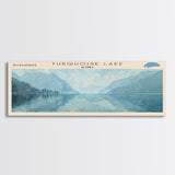 Turquoise Lake Panoramic Wall Art, Framed Canvas Print, Lake House Decor, Travel Poster, Beautiful Lake Scene, Living Room Art