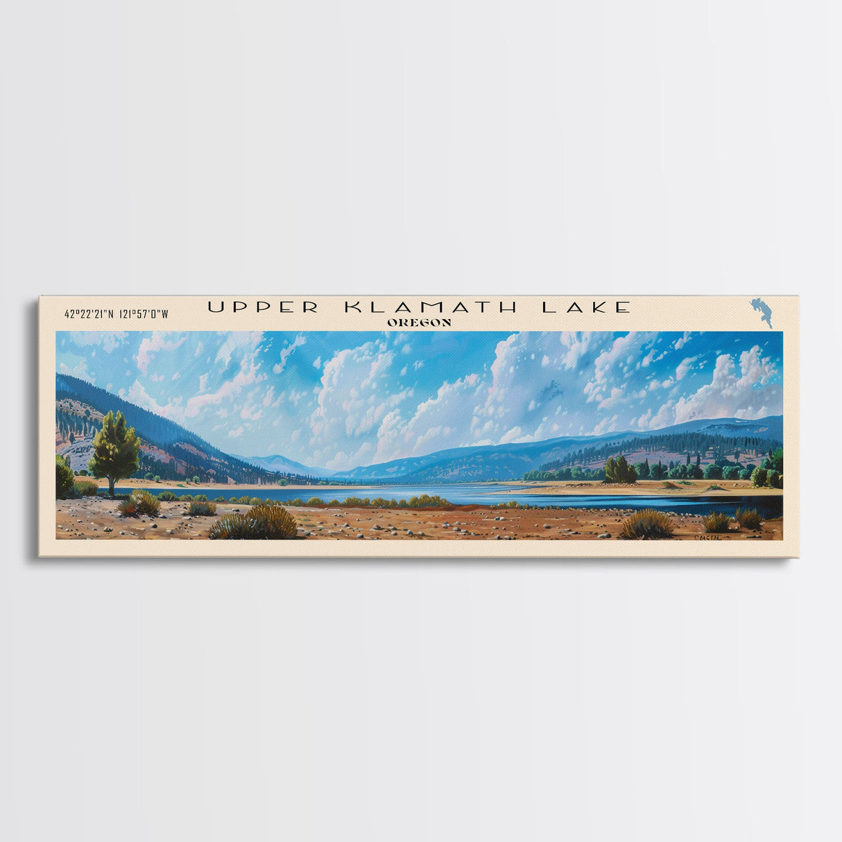 Webb Lake Maine Panoramic Wall Art, Framed Canvas Print, Lake House Decor, Travel Poster, Beautiful Lake Scene, Bedroom Decor