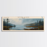 Webb Lake Maine Panoramic Wall Art, Framed Canvas Print, Lake House Decor, Travel Poster, Beautiful Lake Scene, Bedroom Decor