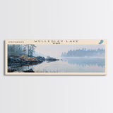 Worden Pond Rhode Island Panoramic Wall Art, Framed Canvas Print, Lake House Decor, Travel Poster, Beautiful Lake Scene, Living Room Decor