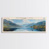 Yathkyed Lake Panoramic Wall Art, Framed Canvas Print, Lake House Decor, Travel Poster, Serene Landscape, Home Art