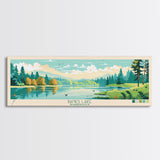 Banks Lake Washington Framed Canvas Print, Panoramic Wall Art, Midcentury Modern, Pop Art, Travel Poster, Scenic Lake House Art