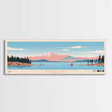 Big Bear Lake California Framed Canvas Print, Panoramic Wall Art, Midcentury Modern, Pop Art, Travel Poster, Scenic Bedroom Art, Living Room Decor