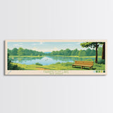 Farrington Lake New Jersey Framed Canvas Print, Panoramic Art, Midcentury Modern, Pop Art, Living Room Wall Art, Travel Poster, Nature Art, Home Decor