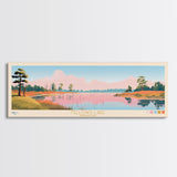 Fellows Lake Missouri Framed Canvas Print, Panoramic Wall Art, Midcentury Modern, Pop Art, Bedroom Decor, Travel Poster, Artistic Decor, Nature Painting