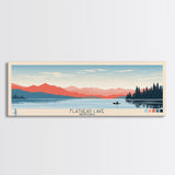 Flathead Lake Montana Framed Canvas Print, Panoramic Wall Art, Midcentury Modern, Pop Art, Bedroom Decor, Travel Poster, Nature Art, Artistic Decor