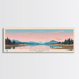 Glendo Reservoir Wyoming Framed Canvas Print, Panoramic Art, Midcentury Modern, Pop Art, Bedroom Decor, Travel Poster, Nature Painting, Home Decor