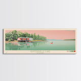 Guntersville Lake Alabama Framed Canvas Print, Panoramic Wall Art, Midcentury Modern, Pop Art, Living Room Wall Art, Travel Poster, Nature Art, Home Decor