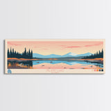 Inland Lake Alaska Framed Canvas Print, Panoramic Wall Art, Midcentury Modern, Pop Art, Bedroom Art, Travel Poster, Home Decor