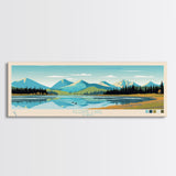 Kluane Lake Yukon Framed Canvas Print, Panoramic Art, Midcentury Modern, Pop Art, Living Room Decor, Travel Poster, Artistic Home Decor