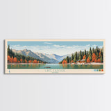 Lake Cascade Idaho Framed Canvas Print, Panoramic Art, Midcentury Modern, Pop Art, Living Room Wall Art, Travel Poster, Lake House Decor