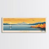 Lake Champlain New York Vermont Framed Canvas Print, Panoramic Art, Midcentury Modern, Pop Art, Living Room Wall Art, Travel Poster, Lake House Decor