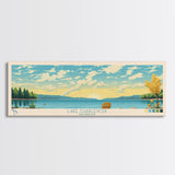 Lake Charlevoix Michigan Framed Canvas Print, Panoramic Wall Art, Midcentury Modern, Pop Art, Bedroom Decor, Travel Poster, Living Room Art