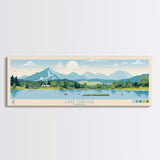 Lake Chatuge Georgia Framed Canvas Print, Panoramic Art, Midcentury Modern, Pop Art, Living Room Wall Art, Travel Poster, Lake House Decor