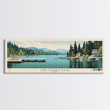 Lake Coeur dAlene Idaho Framed Canvas Print, Panoramic Art, Midcentury Modern, Pop Art, Living Room Wall Art, Travel Poster, Lake House Decor