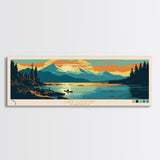 Lake Cushman Washington Framed Canvas Print, Panoramic Wall Art, Midcentury Modern, Pop Art, Bedroom Decor, Travel Poster, Living Room Art