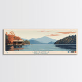 Lake Glenville North Carolina Framed Canvas Print, Panoramic Art, Midcentury Modern, Pop Art, Living Room Wall Art, Travel Poster, Lake House Decor