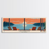 Lake Hopatcong New Jersey Framed Canvas Print, Panoramic Wall Art, Midcentury Modern, Pop Art, Living Room Decor, Travel Poster, Bedroom Art