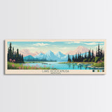 Lake Koocanusa Montana Framed Canvas Print, Panoramic Wall Art, Midcentury Modern, Pop Art, Living Room Decor, Travel Poster, Bedroom Art