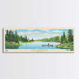 Lake Minocqua Wisconsin Framed Canvas Print, Panoramic Wall Art, Midcentury Modern, Pop Art, Living Room Decor, Travel Poster