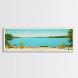 Lake Oologah Oklahoma Framed Canvas Print, Panoramic Wall Art, Midcentury Modern, Pop Art, Bedroom Art, Travel Poster, Lake House Decor