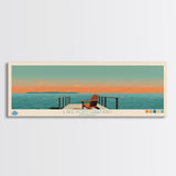 Lake Pontchartrain Louisiana Framed Canvas Print, Panoramic Wall Art, Midcentury Modern, Pop Art, Living Room Decor, Travel Poster, Lake House Art