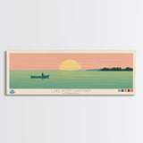 Lake Pontchartrain Louisiana Framed Canvas Print, Panoramic Wall Art, Midcentury Modern, Pop Art, Bedroom Art, Travel Poster, Lake House Decor