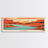 Lake Powell Utah Framed Canvas Print, Panoramic Wall Art, Midcentury Modern, Pop Art, Living Room Decor, Travel Poster, Lake House Art